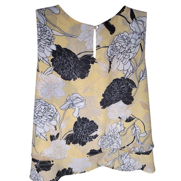 Liz Claiborne Blouse Yellow/Black/White Sleeveless V Neck Sz M - Picture 3 of 6